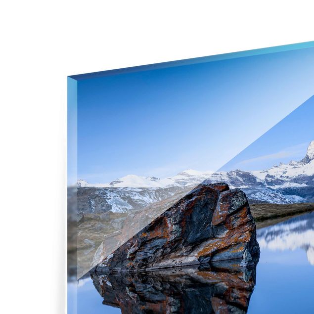 Glasbilleder arkitektur og skyline Stellisee Lake In Front Of The Matterhorn