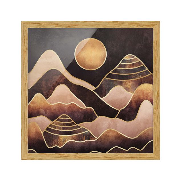 Indrammede plakater landskaber Golden Sun Abstract Mountains