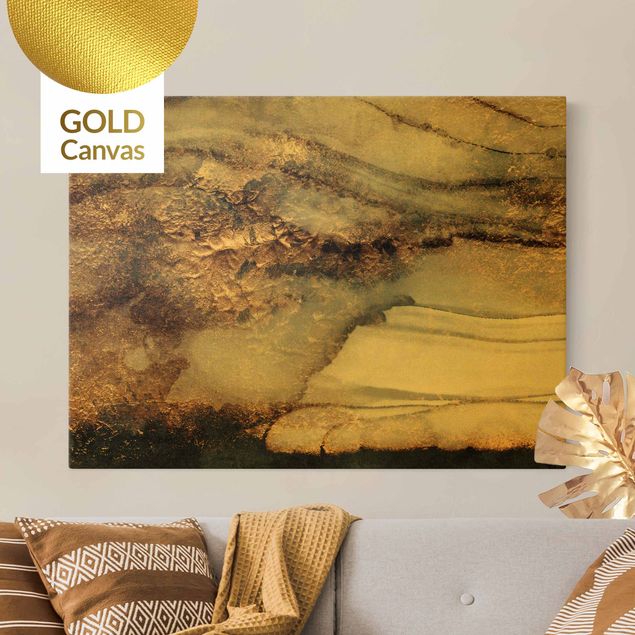 Billeder på lærred mønstre Golden Marble Painted