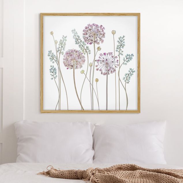 Indrammede plakater blomster Allium Illustration
