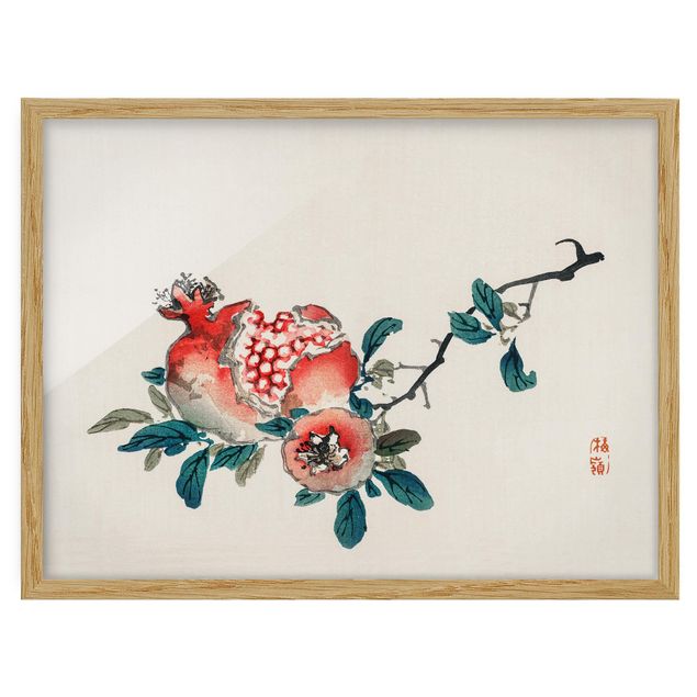 Billeder blomster Asian Vintage Drawing Pomegranate