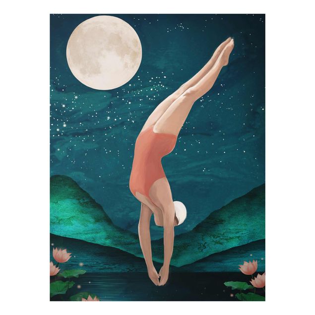 Billeder sport Illustration Bather Woman Moon Painting