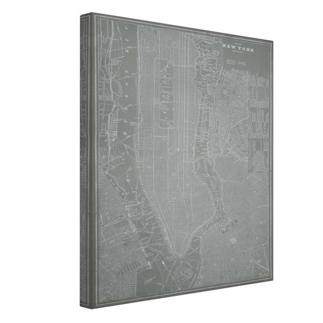 Billeder på lærred arkitektur og skyline Vintage Map New York Manhattan