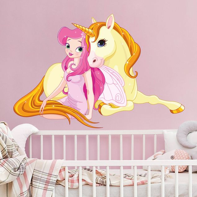 Børneværelse deco Fairy with her unicorn
