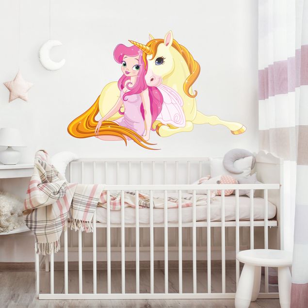 Wallstickers dyr Fairy with her unicorn