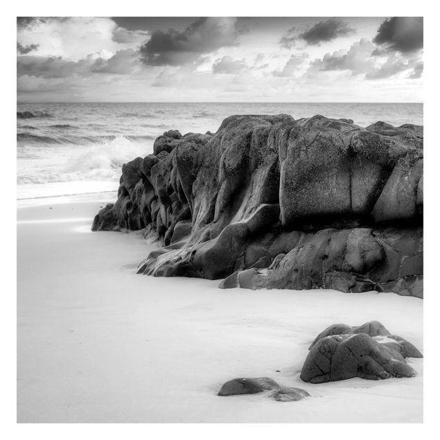 Fototapet landskaber Rock On The Beach Black And White