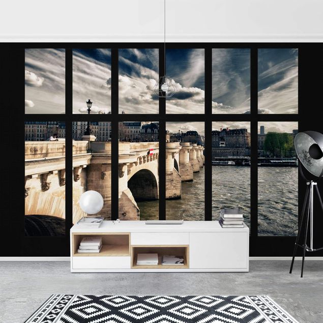 fototapet 3d Window Bridge Paris