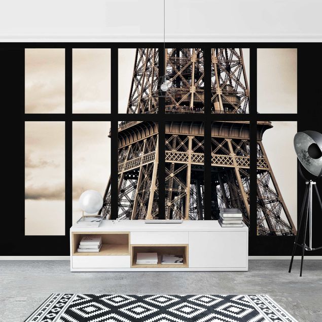 3d tapet Window Eiffel Tower Paris