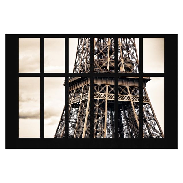 Tapet Window Eiffel Tower Paris