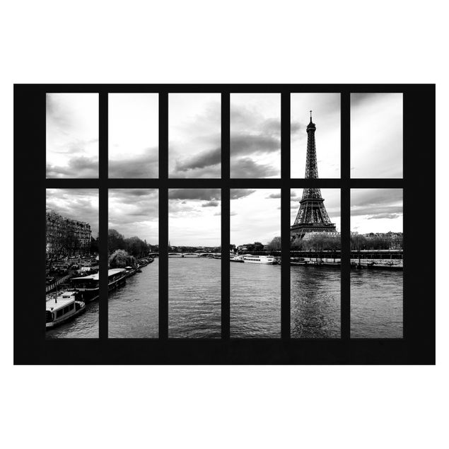Tapet Window Eiffel Tower Seine Paris