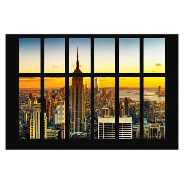 Tapet moderne Window View Manhattan Skyline Sunset