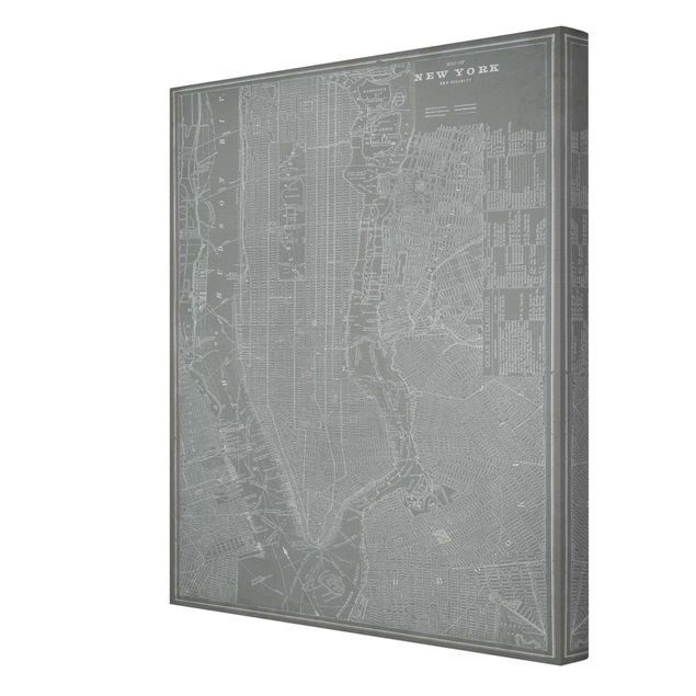 Billeder på lærred verdenskort Vintage Map New York Manhattan
