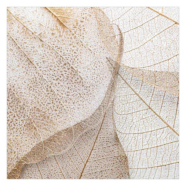 Tapet Delicate Leaf Structure In Gold