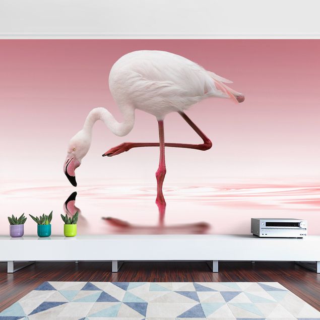 Tapet fugle Flamingo Dance