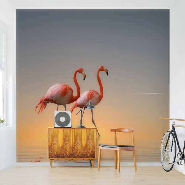 Fototapet solnedgange Flamingo Love