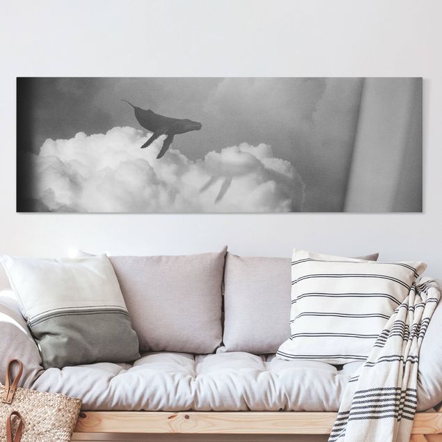 Billeder på lærred fisk Flying Whale Up In The Clouds
