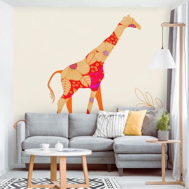 Fototapet giraffer Floral Giraffe
