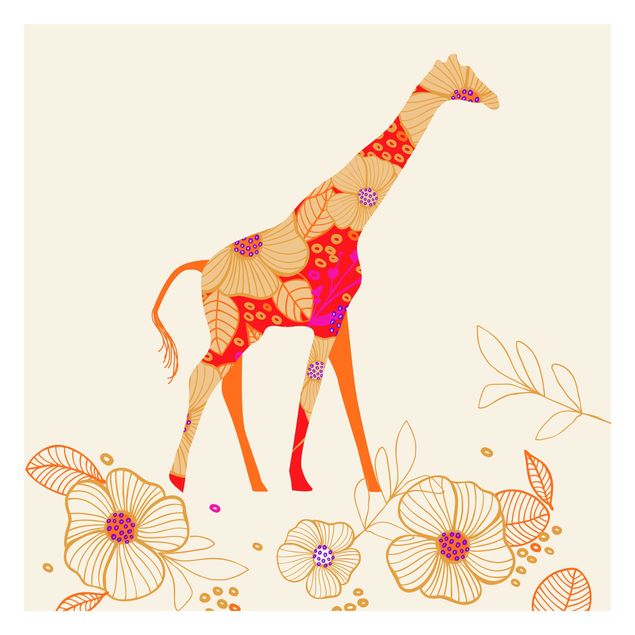 Tapet Floral Giraffe