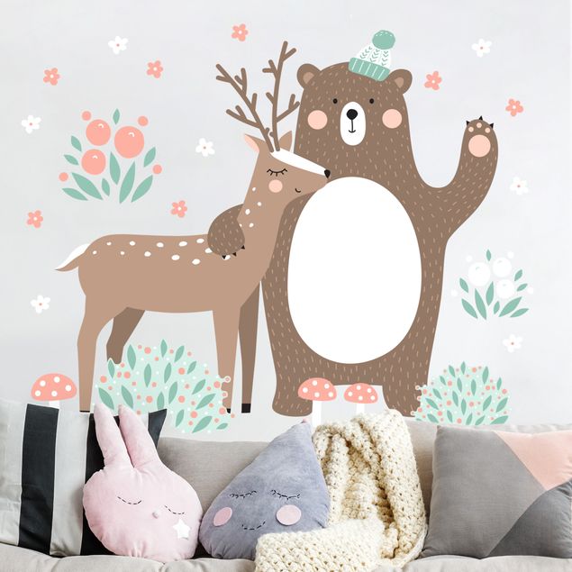 Wallstickers skovens dyr Forest Friends with Bear and deer