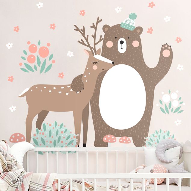 Wallstickers bjørne Forest Friends with Bear and deer