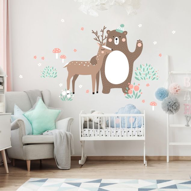 Wallstickers dyr Forest Friends with Bear and deer