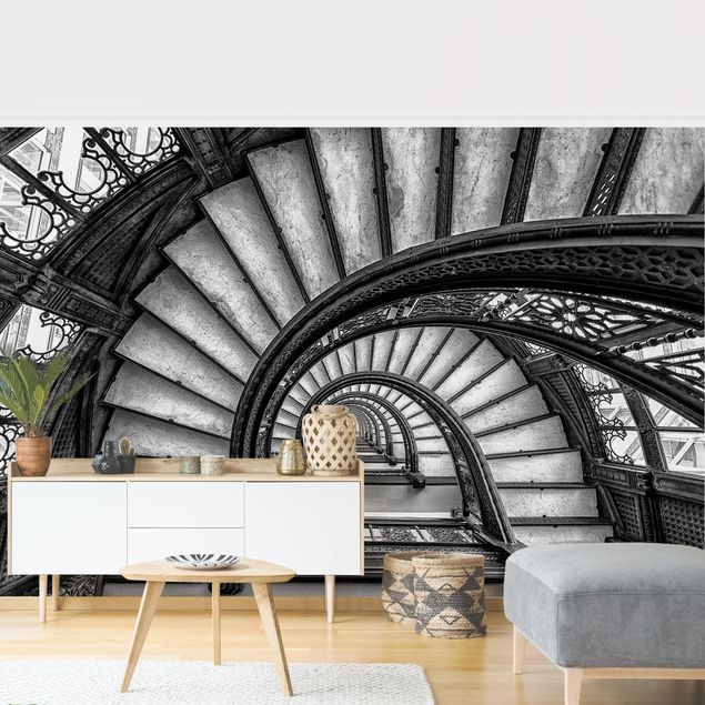 Fototapet sort og hvid Chicago Staircase