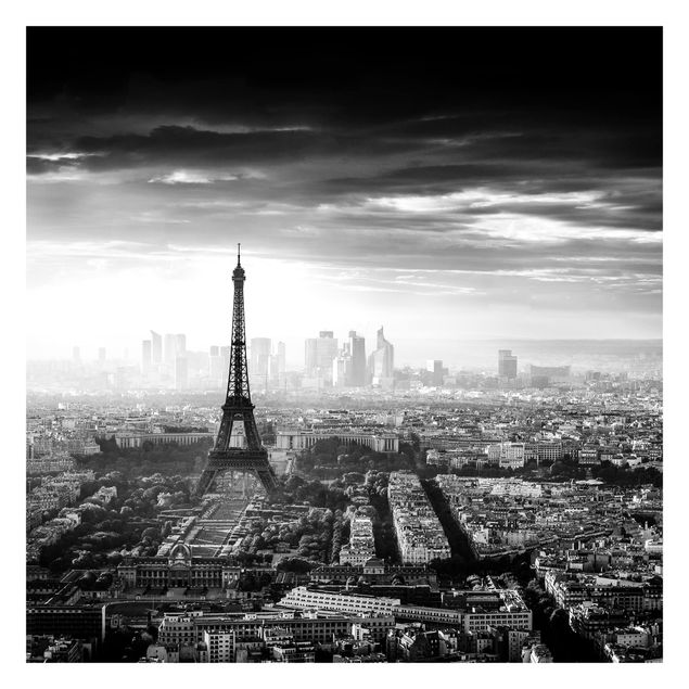Tapet The Eiffel Tower From Above Black And White