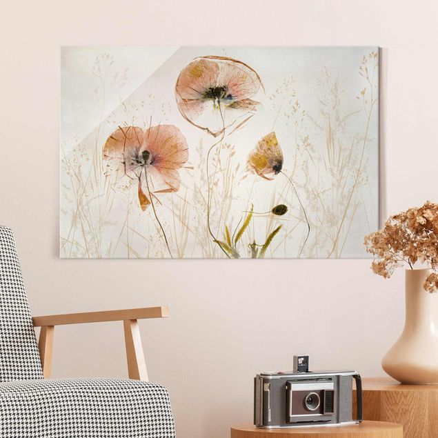 Glasbilleder valmuer Dried Poppy Flowers With Delicate Grasses