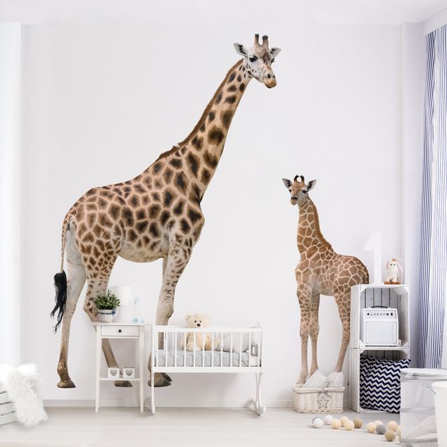 Moderne tapet Giraffe Mother And Child