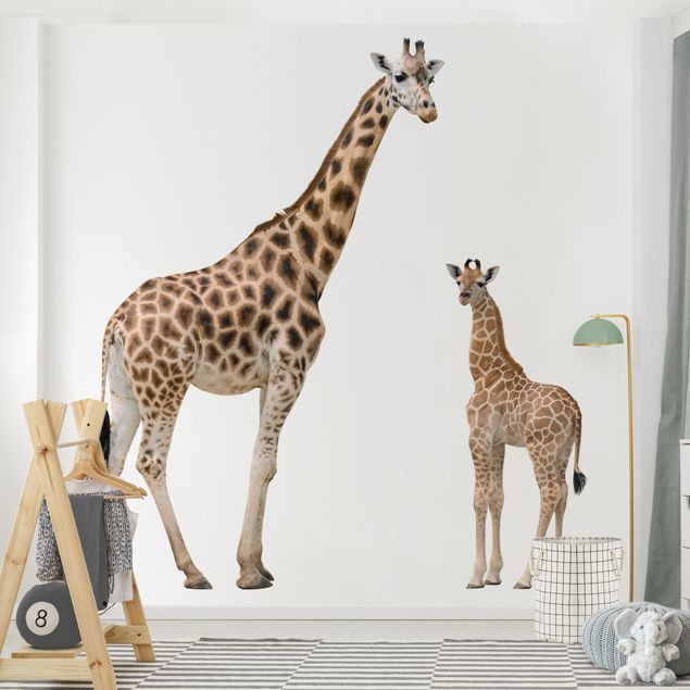 Tapet med dyr Giraffe Mother And Child