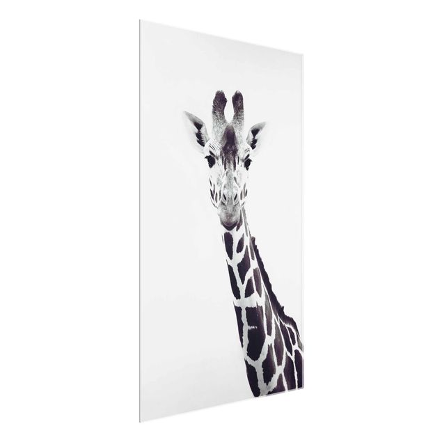 Glasbilleder dyr Giraffe Portrait In Black And White