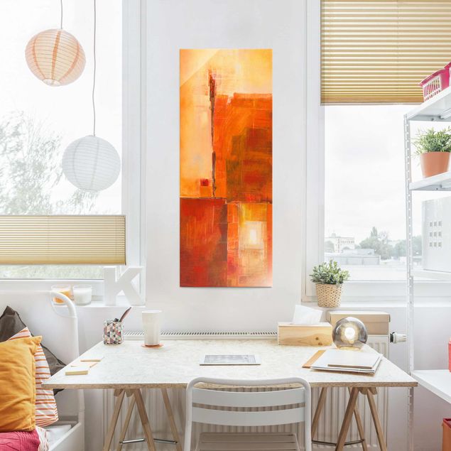 Glasbilleder abstrakt Petra Schüßler - Abstract Orange Brown