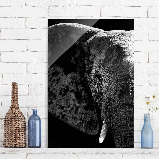 køkken dekorationer African Elephant black & white