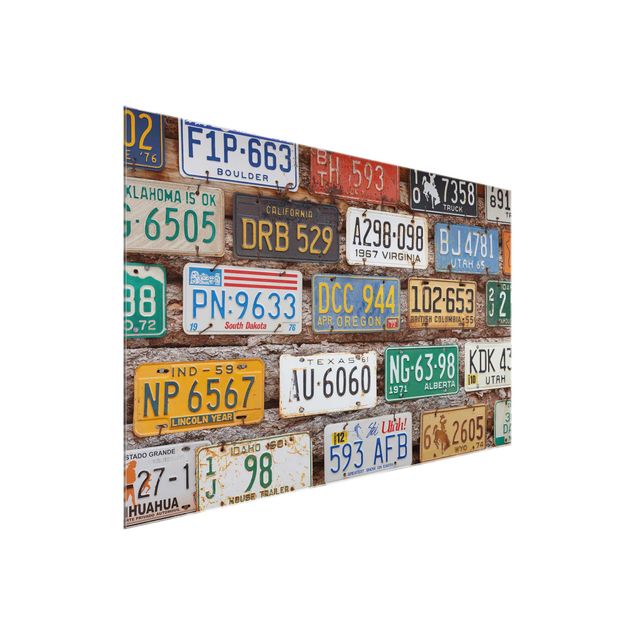 Billeder moderne American License Plates On Wood
