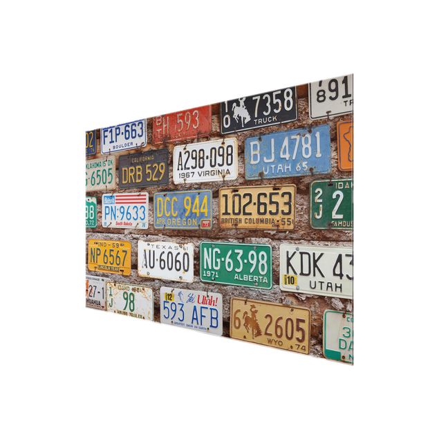 Billeder American License Plates On Wood
