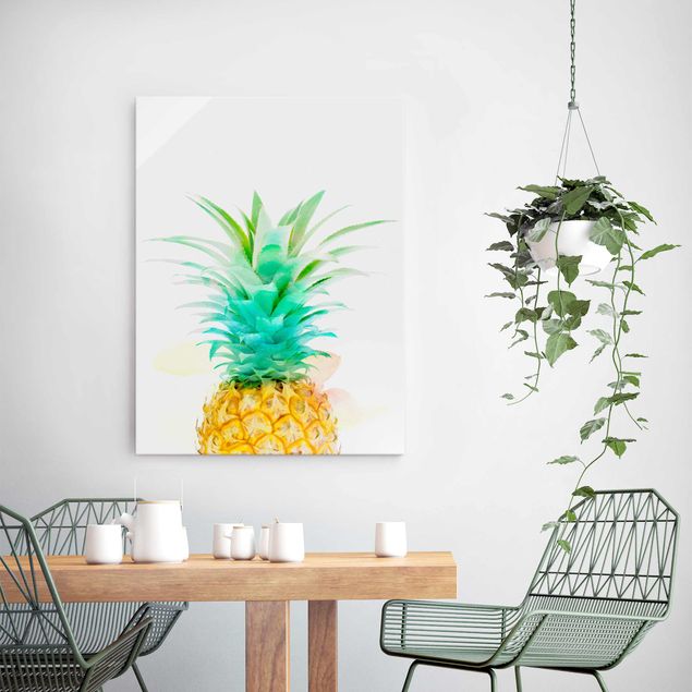 Glasbilleder blomster Pineapple Watercolour