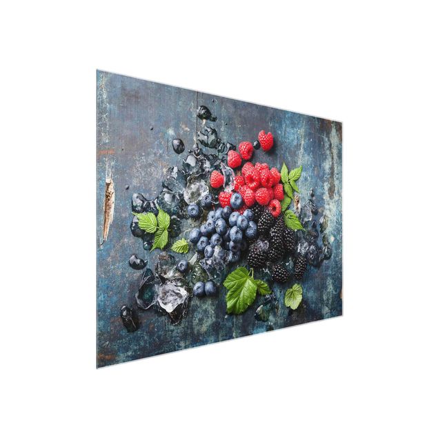Billeder blomster Berry Mix With Ice Cubes Wood