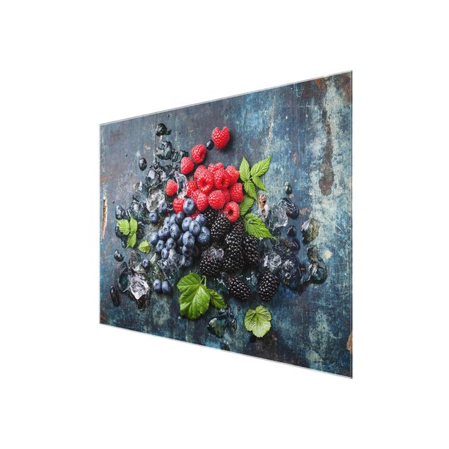 Billeder Berry Mix With Ice Cubes Wood