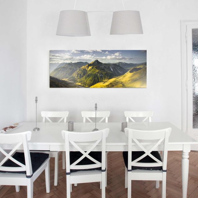 Glasbilleder landskaber Mountains And Valley Of The Lechtal Alps In Tirol