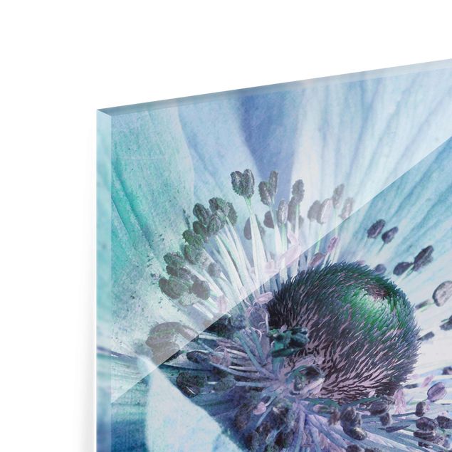 Glas magnettavla Flower In Turquoise