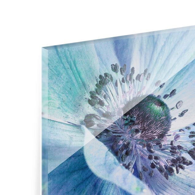 Glas magnettavla Flower In Turquoise