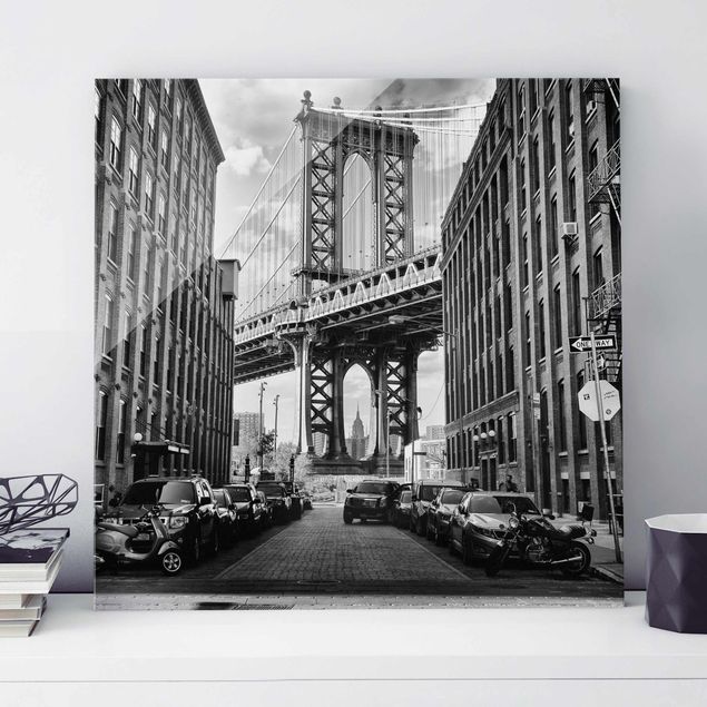Glasbilleder New York Manhattan Bridge In America