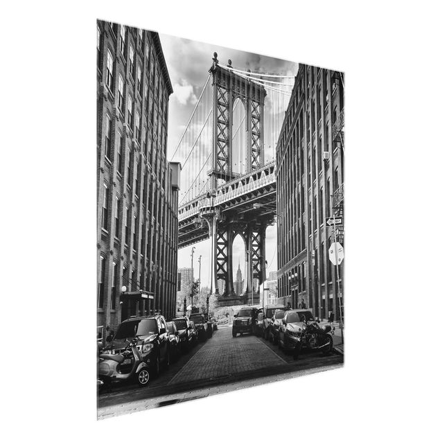 Glasbilleder arkitektur og skyline Manhattan Bridge In America