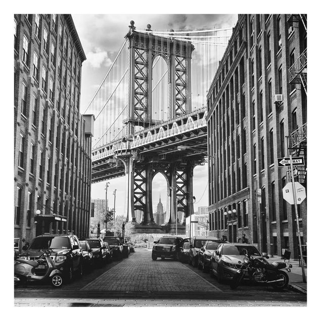 Glasbilleder sort og hvid Manhattan Bridge In America