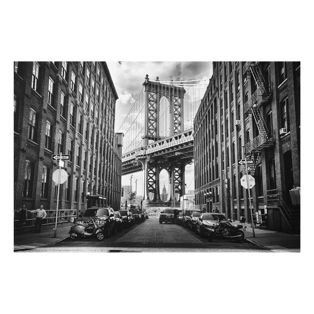 Glasbilleder sort og hvid Manhattan Bridge In America