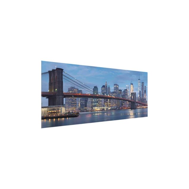 Glasbilleder arkitektur og skyline Brooklyn Bridge Manhattan New York