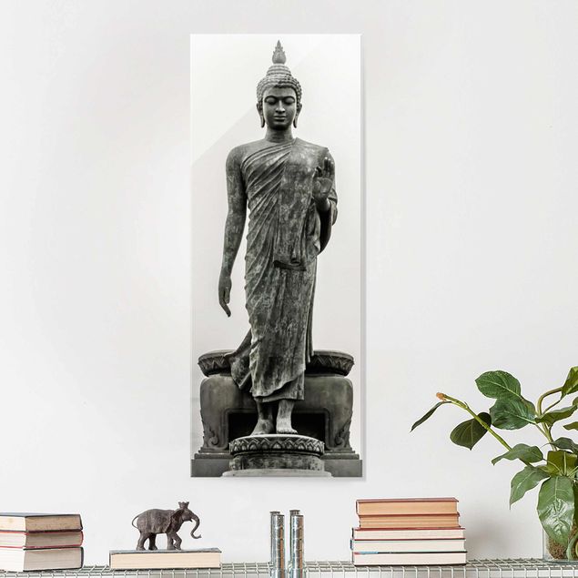 Glasbilleder sort og hvid Buddha Statue