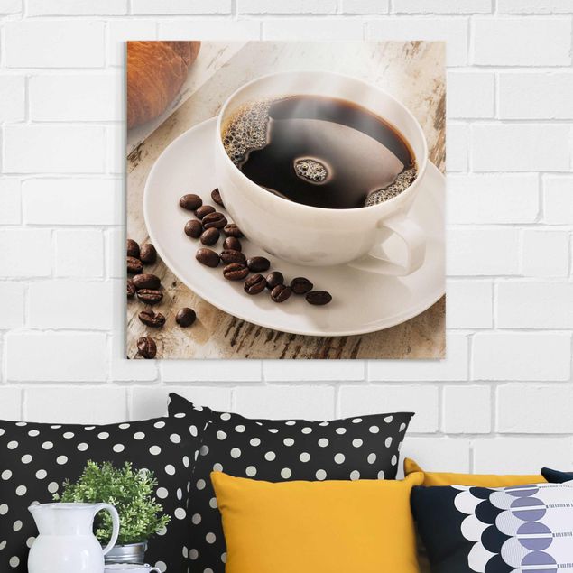 Billeder kaffe Steaming coffee cup with coffee beans