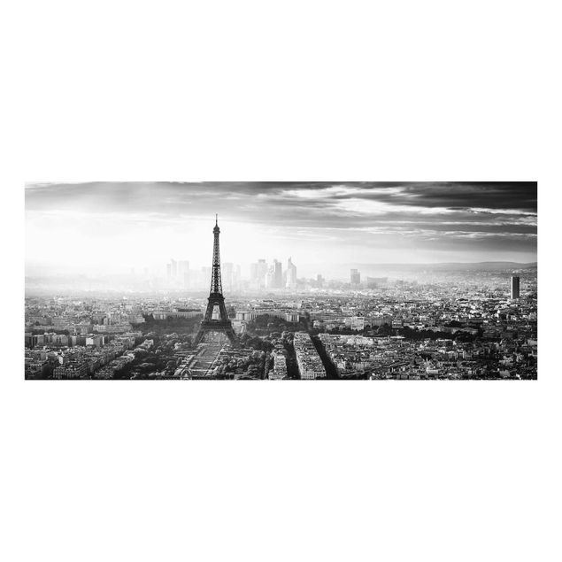 Glasbilleder sort og hvid The Eiffel Tower From Above Black And White