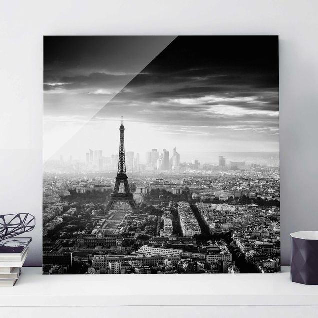 køkken dekorationer The Eiffel Tower From Above Black And White